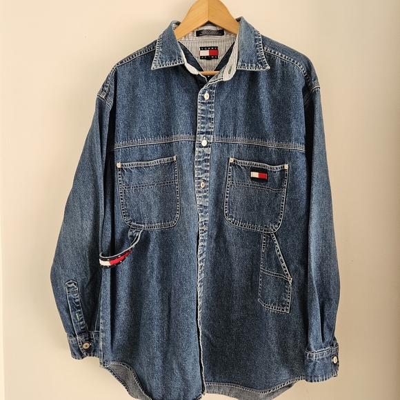 Tommy Hilfiger Other - Vintage Tommy Hilfiger Denim Shirt Mens Large Carpenter Pockets